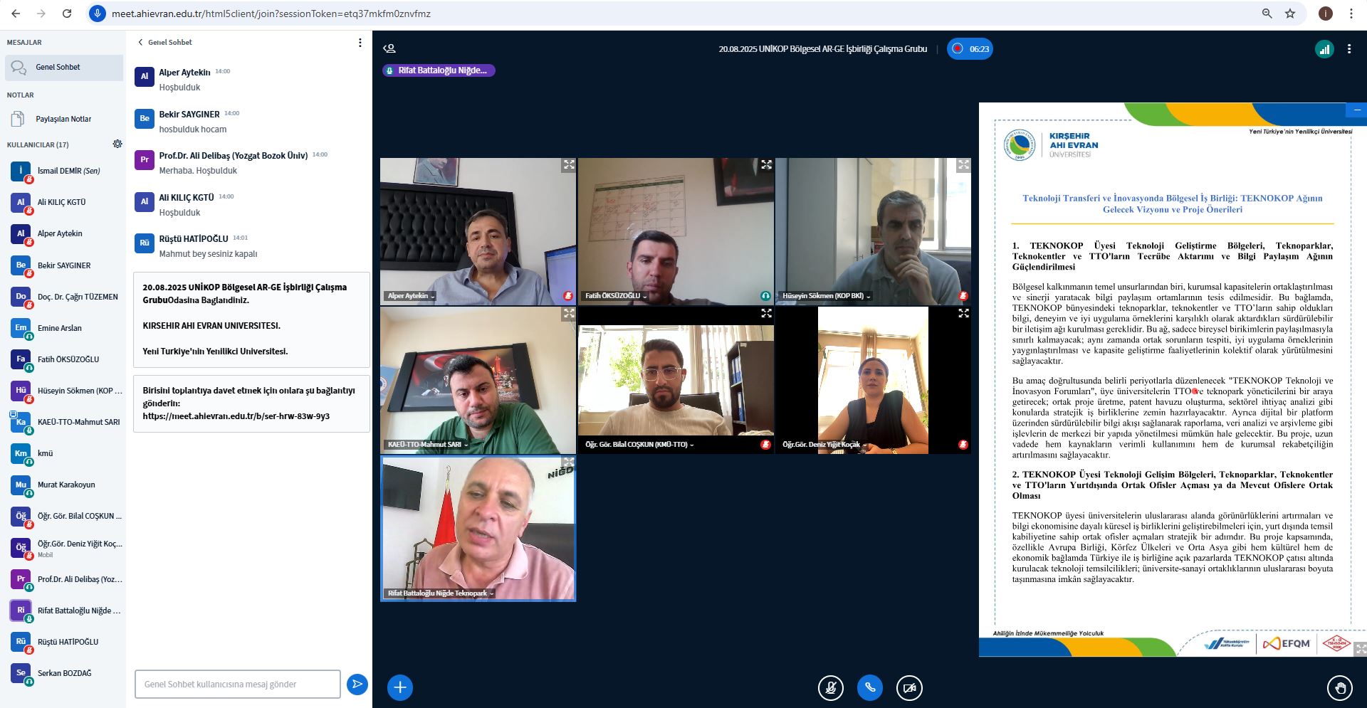 UNİKOP 1.	Bölgesel Ar-Ge İş Birliği Çalışma Grubu ikinci toplantısını gerçekleştirdi.